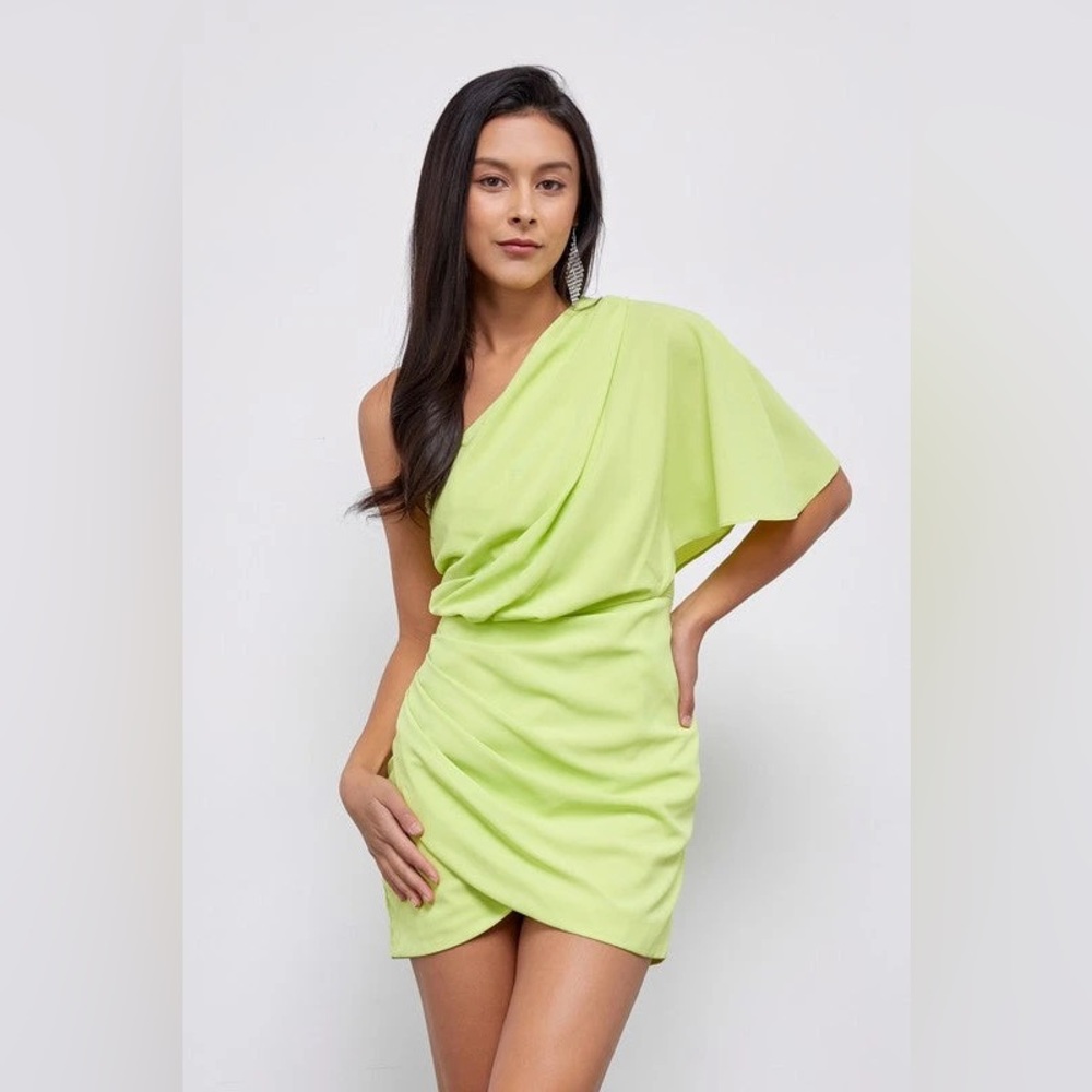DO+BE Lime Green One-Shoulder Dress